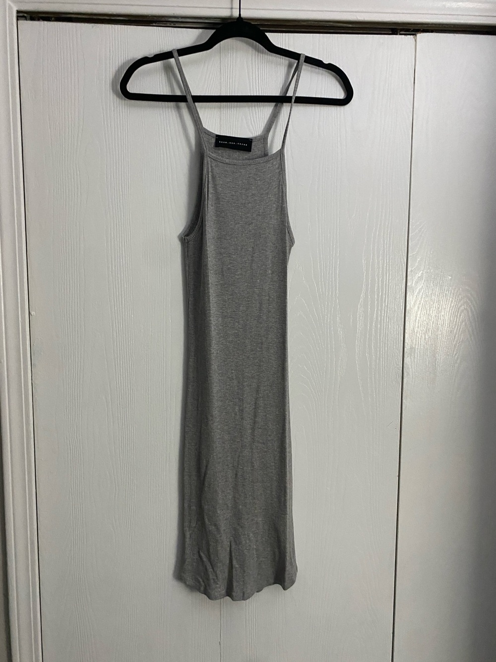 Slim Grey Midi Spaghetti-Strap Dress